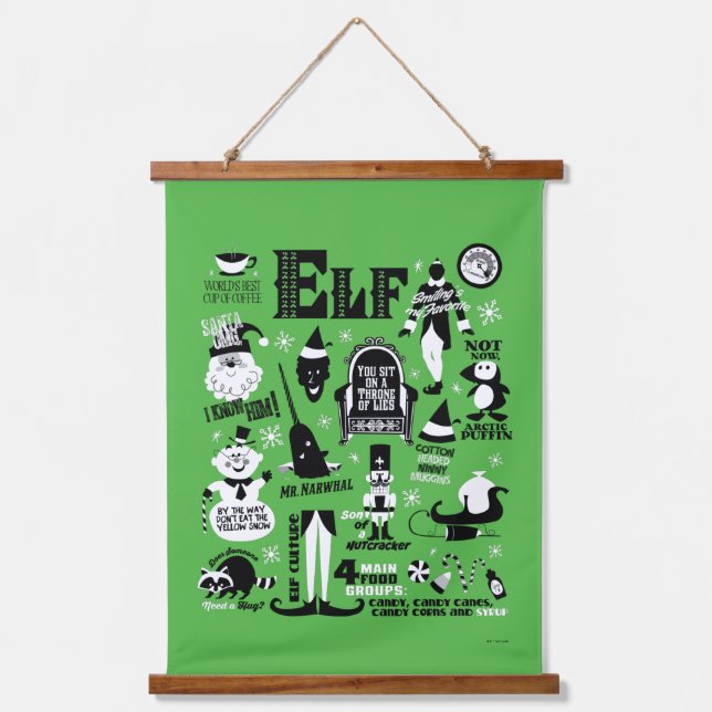Elf Icons und Movie Quotes Wandteppich Mit Holzrahmen (Vorderseite)