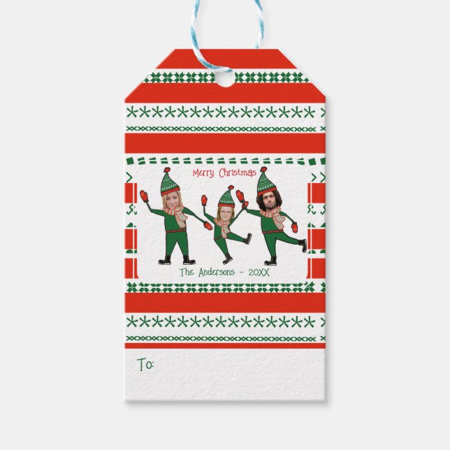 Elf Ihre Familie von Three Scarf Red Green Funny Geschenkanhänger (Vorderseite)