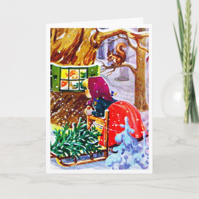 Elf in den Woods Vintage Weihnachten (Vorderseite)