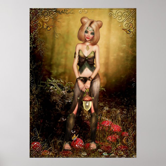 Elf in der Woods Fantasy Artwork Poster (Vorne)