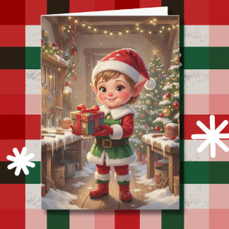 Elf in Santas Werkstatt | Personalisiertes Weihnac Karte
