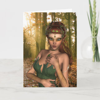 Elf in Woods Grußkarte Feiertagskarte