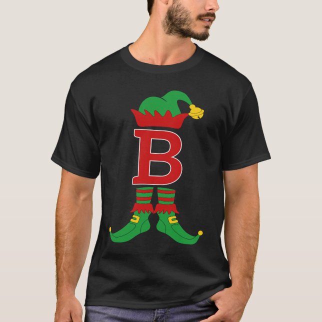 Elf Initial B Matching Family Group Christmas Holi T-Shirt (Vorderseite)