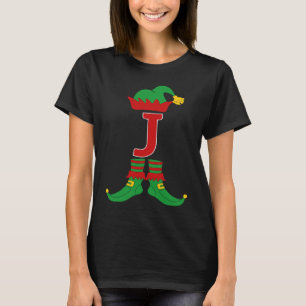Elf Initial J Matching Family Group Christmas Holi T-Shirt