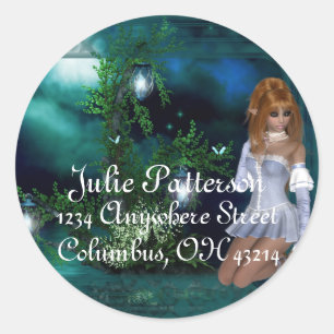 Elf Island Fantasy Rücksendeadressen-Aufklebers St Runder Aufkleber