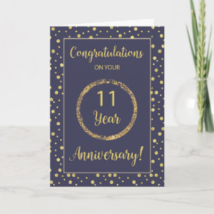 Elf Jahre Betriebsjubiläum Navy & Gold-Look Karte