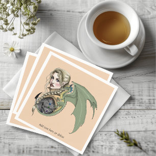 Elf-Krieger-Drache Fantasy Magisches Mittelalter P Serviette