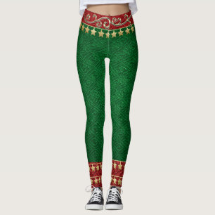 Elf Leggings für Ferien Gold, Rot & Grün!