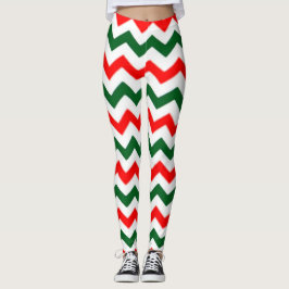ELF-LEGGINGS ZICKZACK MUSTER ROT UND GRÜN LEGGINGS