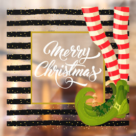 Elf Legs Frohe Weihnachtsfeiertage Fensteraufkleber