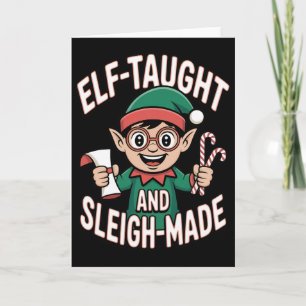 Elf lehrte und leigh-made Weihnachtself Karte