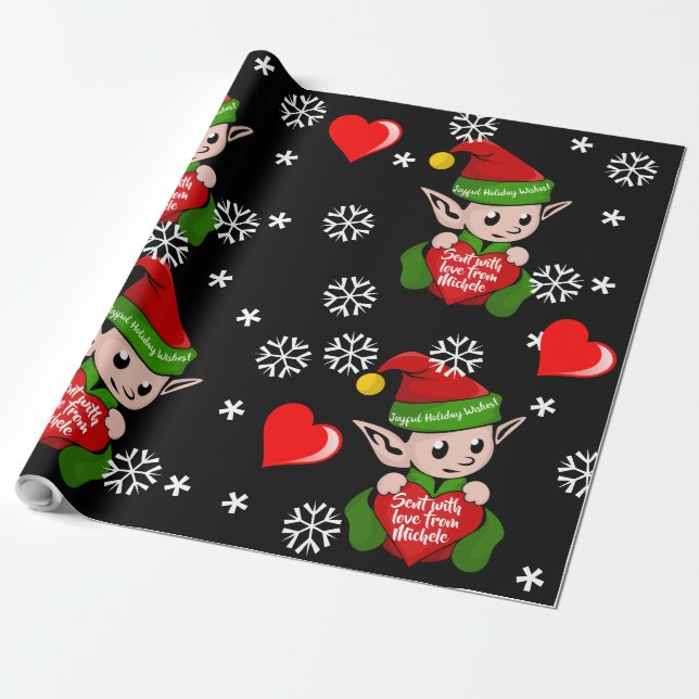 Elf Liebe Gift Wrap Personalisiert Geschenkpapier (Ungerollt)