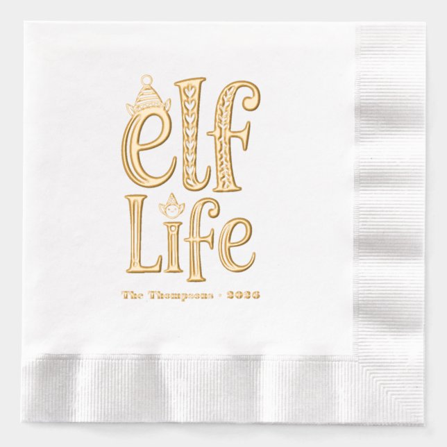 "Elf Life" Weihnachtsfeier Servietten Mit Folie (Vorderseite)