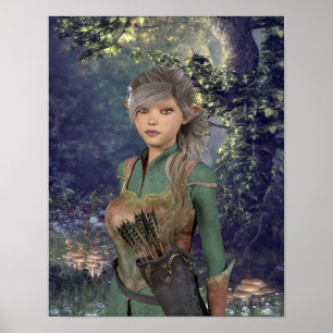 Elf Maiden im Wald Poster