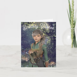 Elf Maiden in the Woods Birthday Card Karte