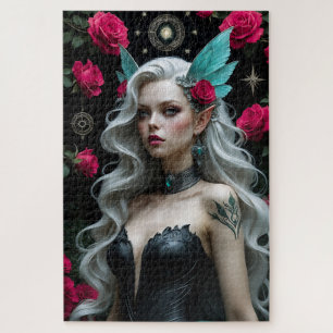 Elf Maiden verzaubern mit Aquamarinen Flügeln und Puzzle