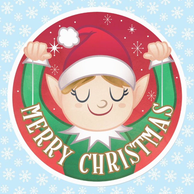 Elf Merry Christmas Envelope Classic Round Sticker (Von Creator hochgeladen)