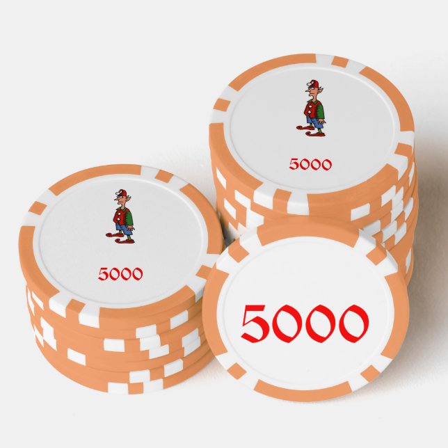 Elf mit Aufmerksamkeit Orange 5000 gestreifter Pok Pokerchips (Stapel)