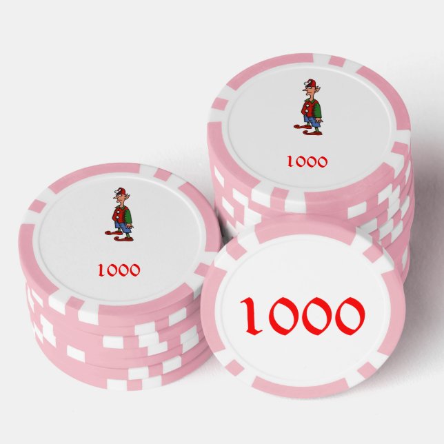 Elf Mit Aufmerksamkeit rosa 1000 gestreifter Poker Pokerchips (Stapel)