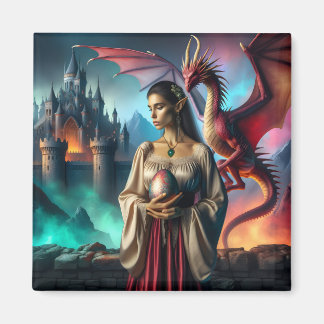 Elf mit Drachenei Magnet