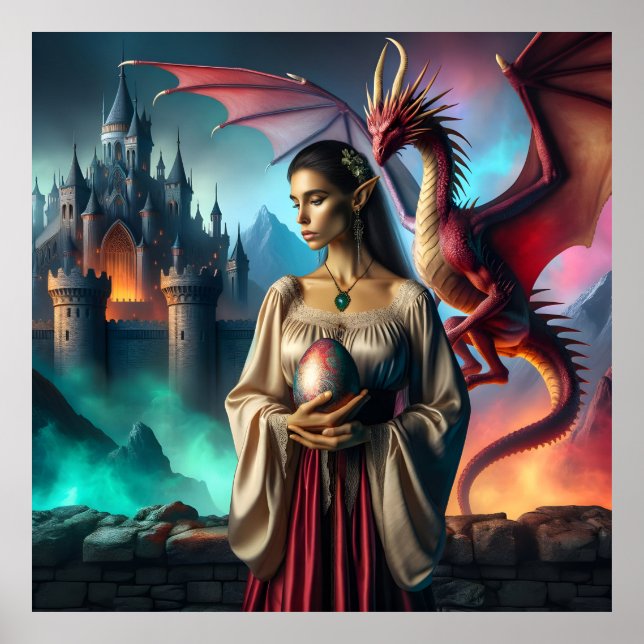 Elf mit Drachenei Poster (Vorne)