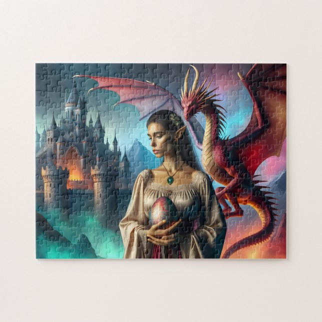 Elf mit Drachenei Puzzle (Horizontal)