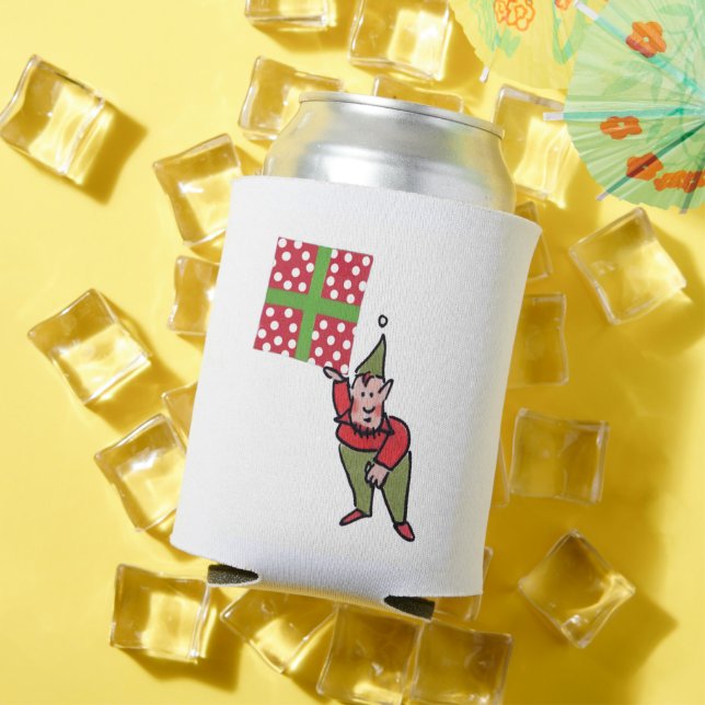 Elf Mit Geschenk Mit Punkten Getränkedose-Kühler Dosenkühler (In Situ Sommer)