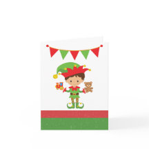 Elf mit Geschenken und weißem Hintergrund