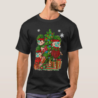 Elf mit Knitter Weihnachtsbaum Lichter Weihnachtsf T-Shirt