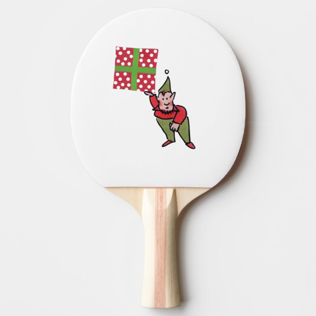 Elf mit Polka Dot Gabe weißes Tischtennispongpadde Tischtennis Schläger (Vorderseite)