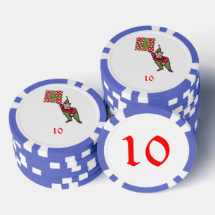 Elf mit Polka Dot Geschenk blau 10 gestreifter Pok Pokerchips