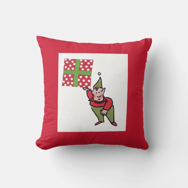 Elf mit Polka Dot Geschenk quadratische Wurfkissen Kissen (Vorderseite)