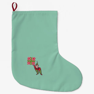 Elf mit Polka Dot Geschenk Weihnachtsweih Strumpf Großer Weihnachtsstrumpf