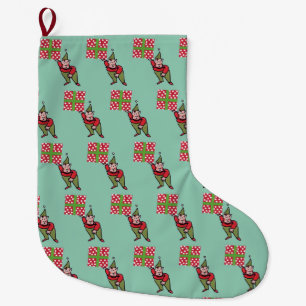 Elf mit Polka Dot Geschenk Weihnachtsweih Strumpf  Großer Weihnachtsstrumpf