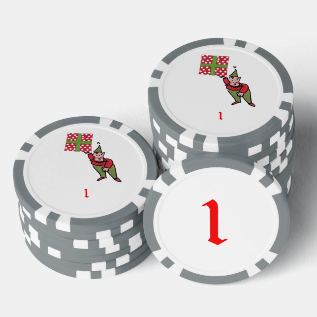 Elf mit Polka Dot Grauer 1 gestreifter Poker Chip (Stapel)