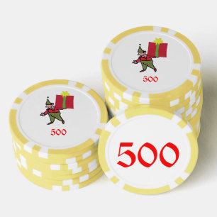 Elf mit Red Box gelb 500 gestreifter Poker Chip