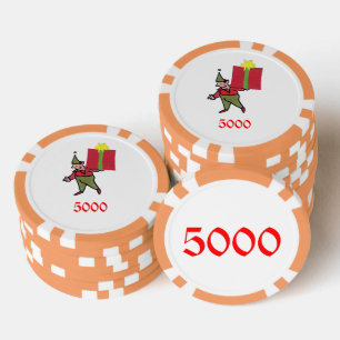 Elf mit Red Box Orange 5000 gestreifter Poker Chip