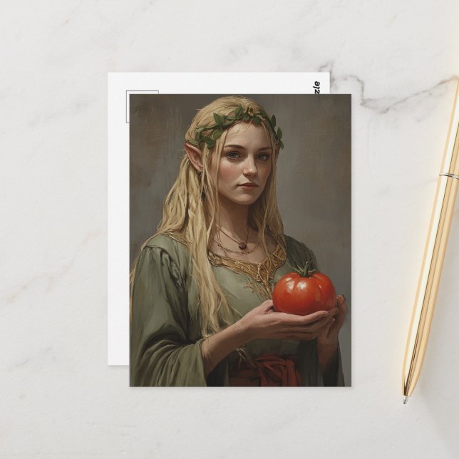 Elf mit Tomate Postkarte (Vorderseite/Rückseite Beispiel)