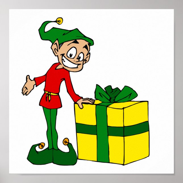 Elf mit Verpackung Poster (Vorne)