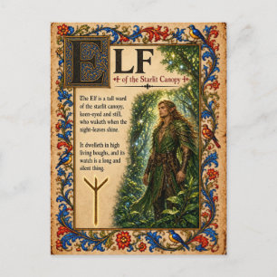 Elf, mittelalterliche Bestiarien-Kunst Postkarte