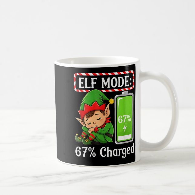 Elf Mode 67% Charged Funny Christmas Tee  Kaffeetasse (Rechts)