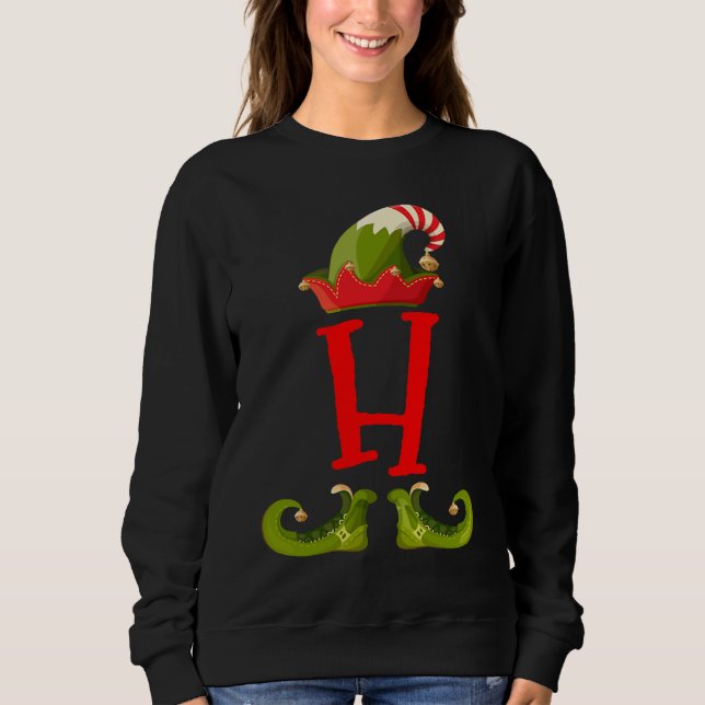 Elf Monogram H initial Cute Matching Family Christ Sweatshirt (Vorderseite)