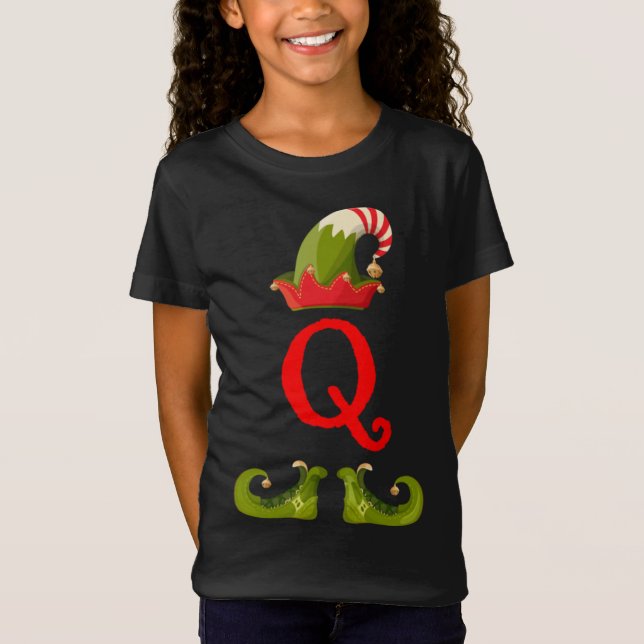 Elf Monogram Q erste Niedlich Matching Family Chri T-Shirt (Vorderseite)
