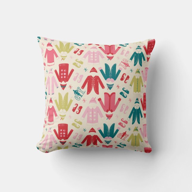 Elf-Muster für farbenfrohe Mäntel und Schuhe Kissen (Vorderseite)