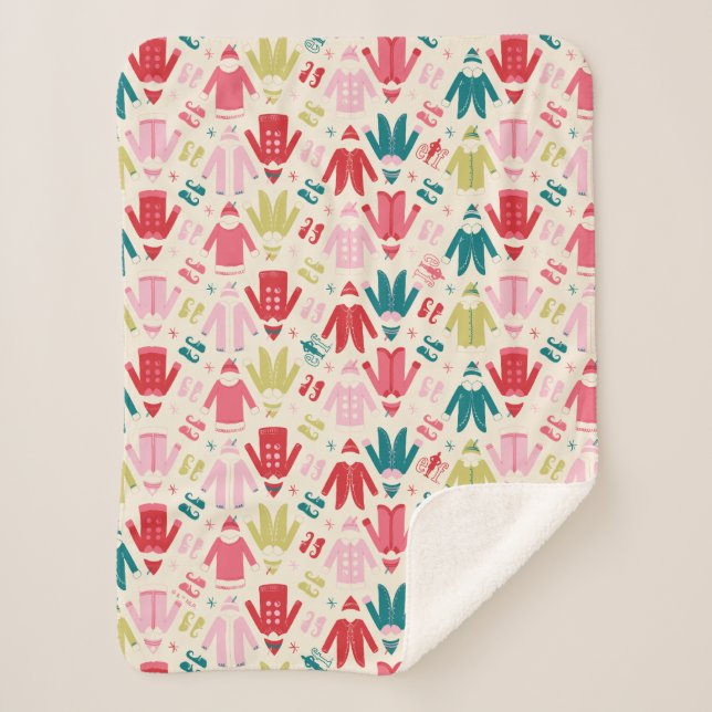 Elf-Muster für farbenfrohe Mäntel und Schuhe Sherpadecke (Vorderseite)