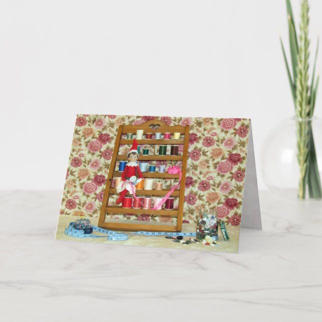 Elf - Nähen gut Feiertagskarte (Vorderseite)