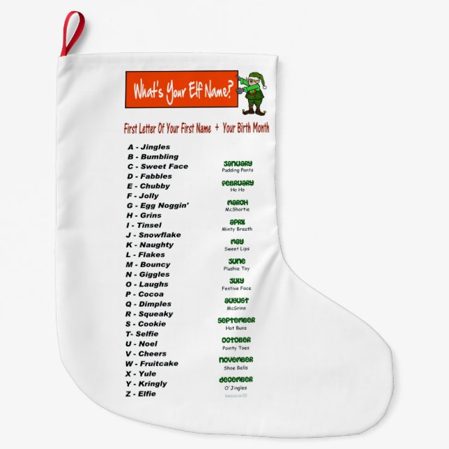Elf Name Christmas Customize Strumpf Großer Weihnachtsstrumpf (Vorderseite)