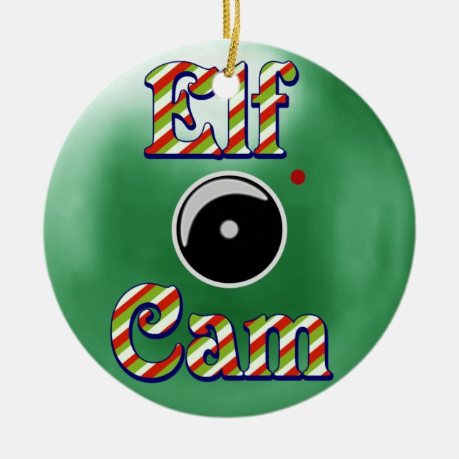 Elf-Nocken-Weihnachtsverzierungs-/-elf-Kamera Keramikornament (Vorne)