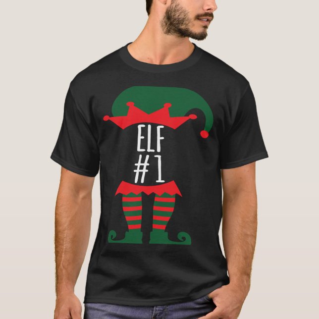 Elf Number 1 Fun Festive Family Christmas Elf Cost T-Shirt (Vorderseite)