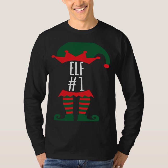 Elf Number 1 Fun Festive Family Christmas Elf Cost T-Shirt (Vorderseite)